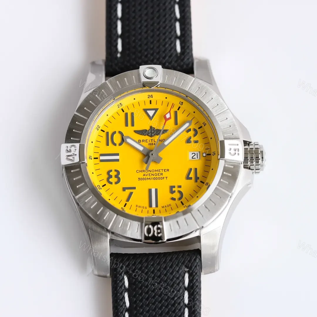 KOR Factory Breitling Avenger Automatic 45 Seawolf Watch – Yellow Dial, Stainless Steel Case, Black Strap — view 1