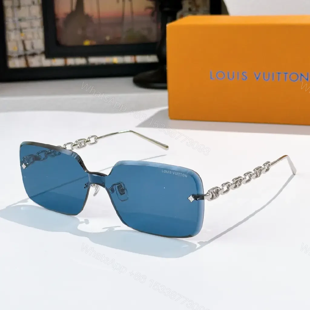 View 9 of Geometric Luxe Sunglasses with Chain Detail - Shield Lenses