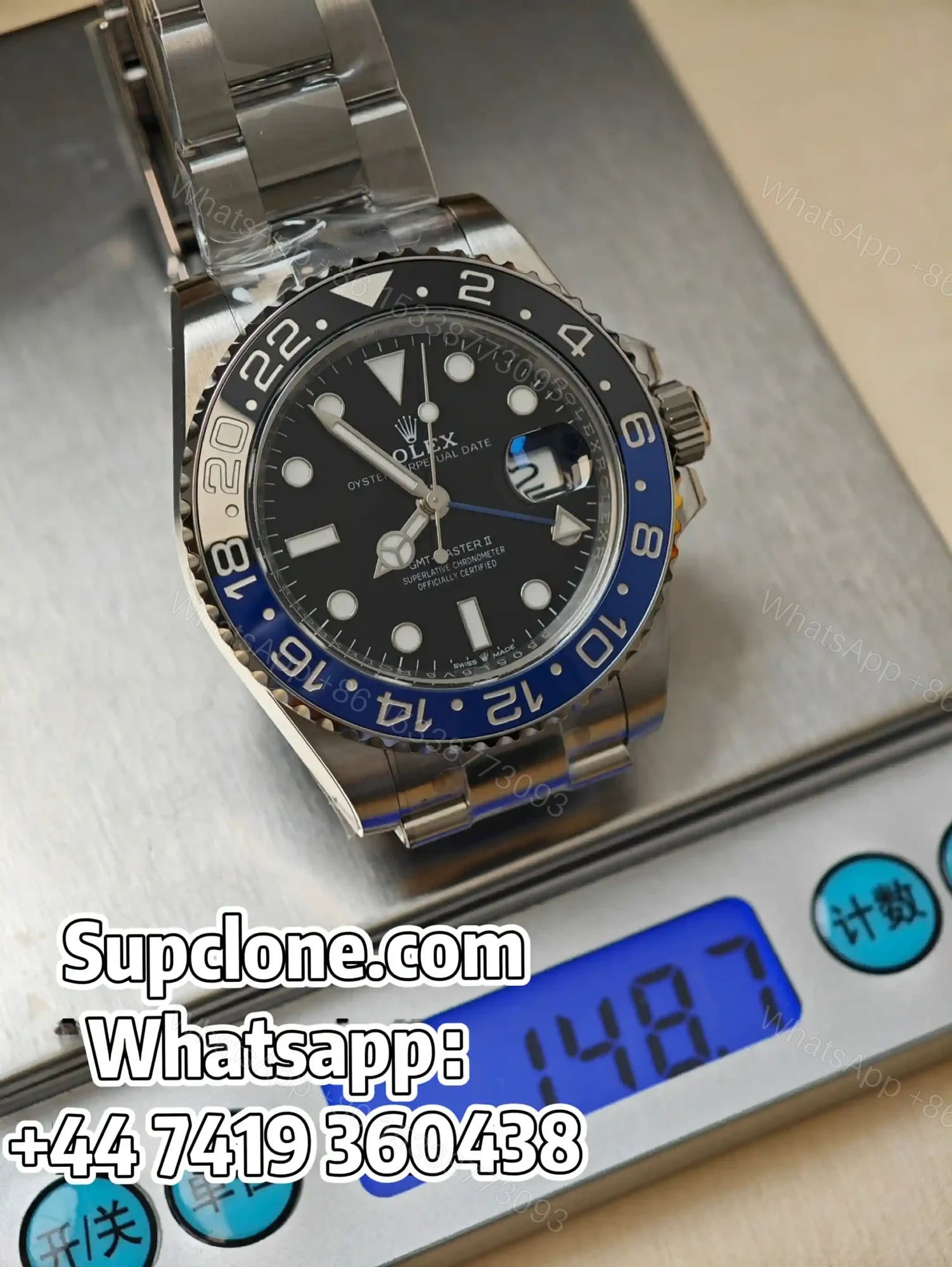 View 4 of Rolex Super Clone Watches 1:1 Batman GMT-Master II 126710BLNR DD3285 Oyster