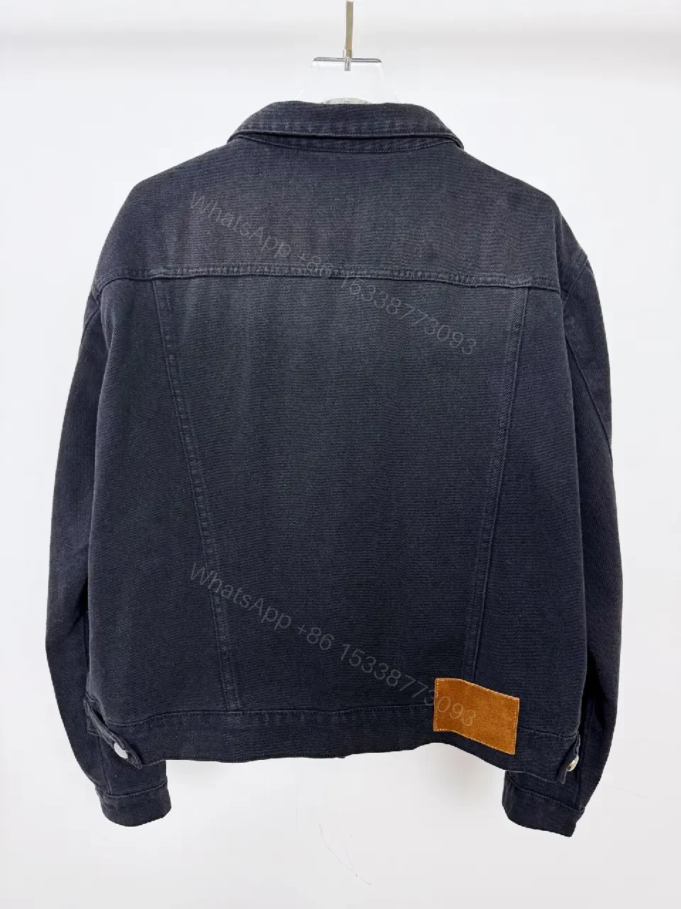 View 9 of Dark Denim Jacket + LV-Inspired Logo Stitching + Edgy Casual + Signature Logo Detail + Jacket