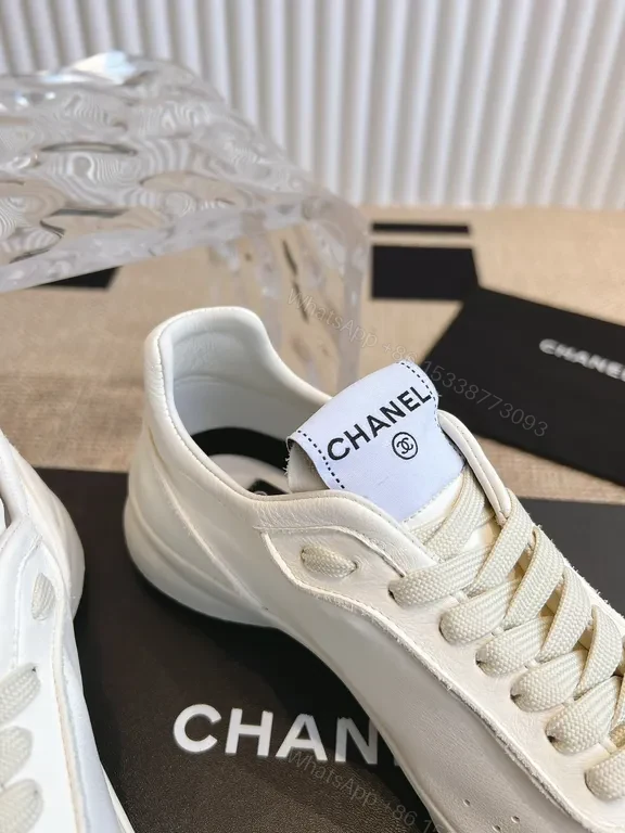 View 9 of Chanel-Inspired White Leather Sneakers with Luxe Comfort