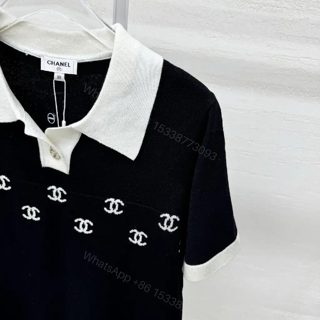 View 5 of Chic Polo Knit: Black White Logo Detail, Premium Style