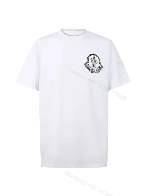 White Cotton Tee Crest – Modern Luxe, Subtle Branding, Tee — view 1