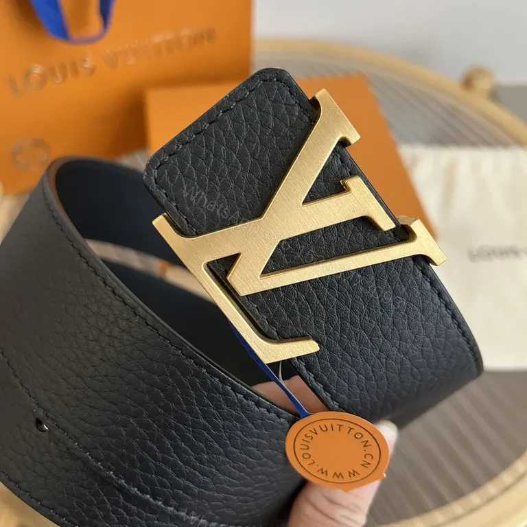 View 5 of Polished Leather LV Monogram Buckle Belt â€” Luxury Everyday Style