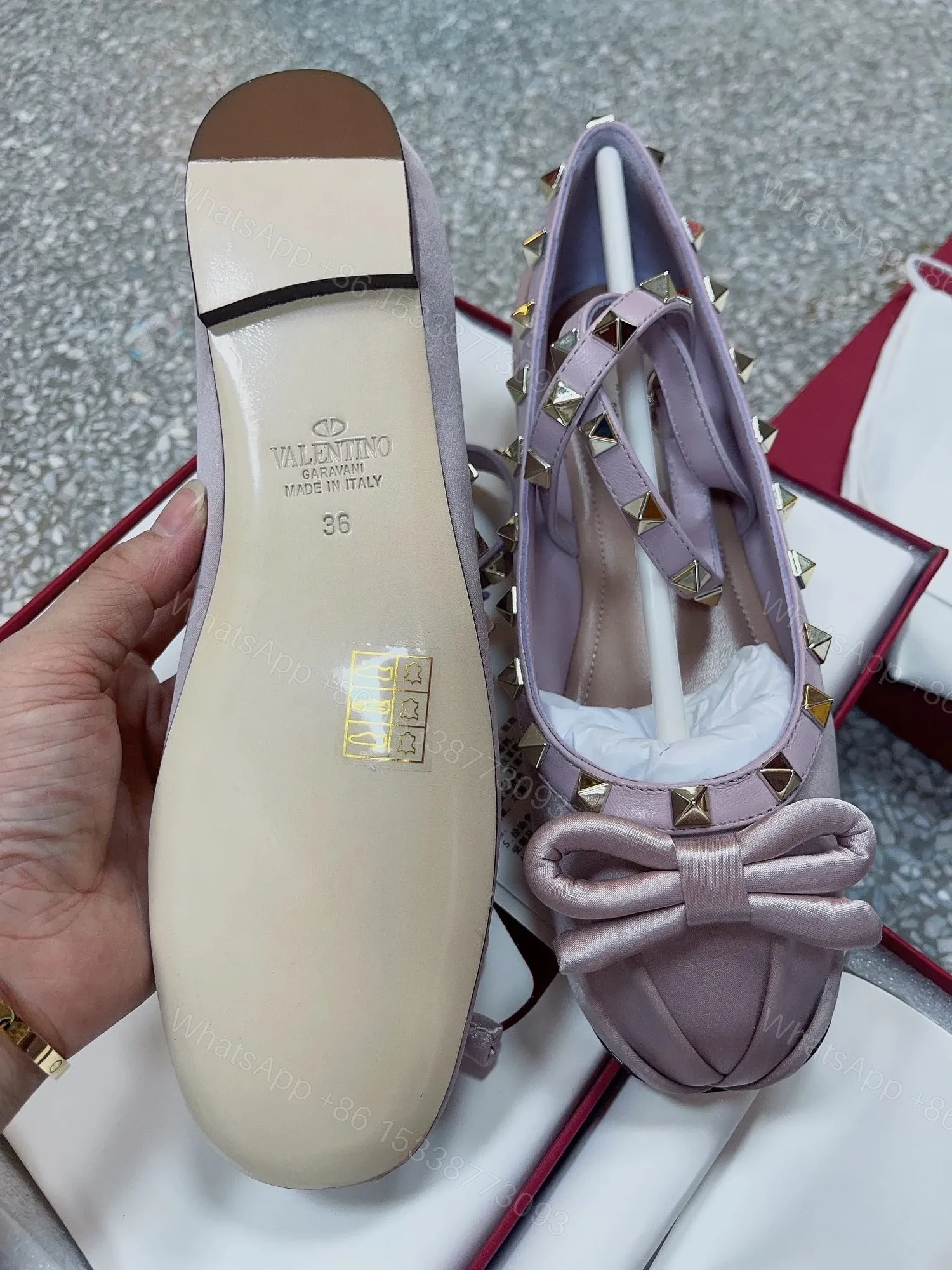 View 6 of Valentino Women Pink Satin Studded Flats