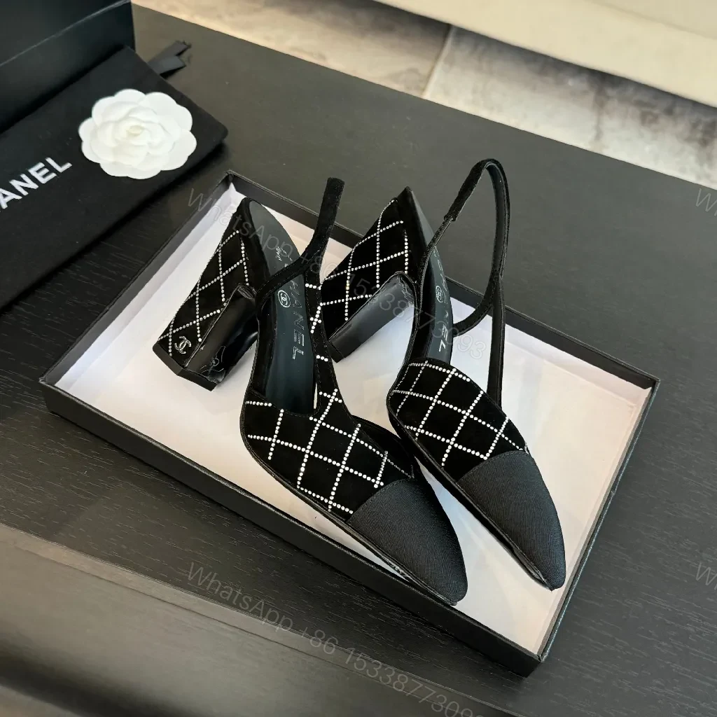 View 5 of Grid-Pattern Slingbacks: Modern Luxury, All-Day Comfort, Pointed Toe