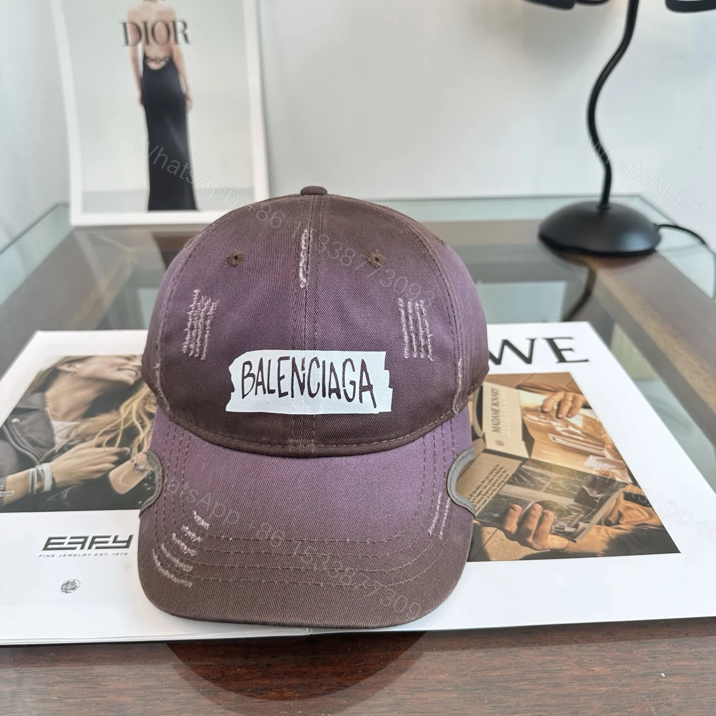 Balenciaga高仿男女款復古做舊貼標棒球帽棕色百搭潮流帽 — view 1