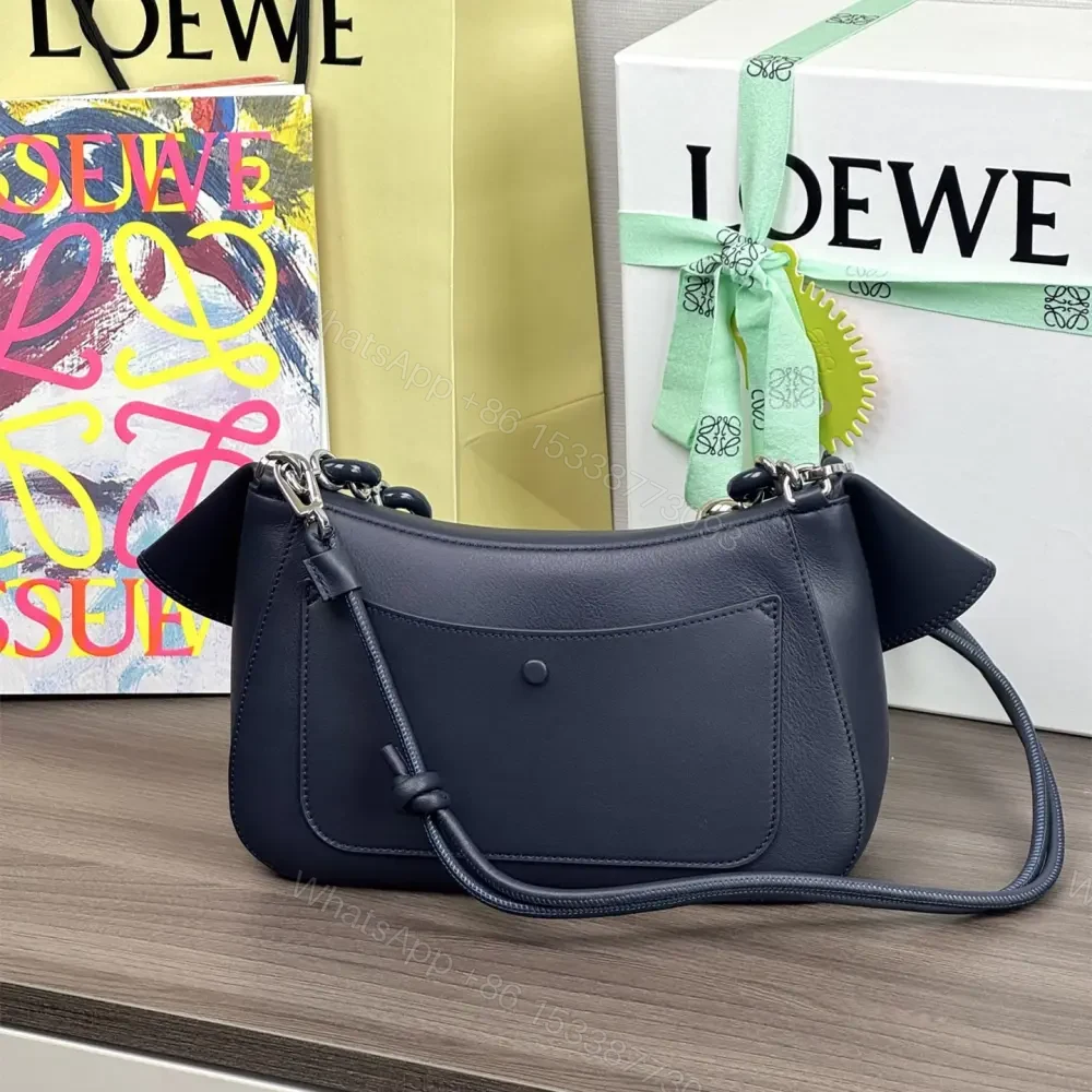 View 2 of 高仿Loewe*Ola系列5544小牛皮腋下包深藍色中號免檢版
