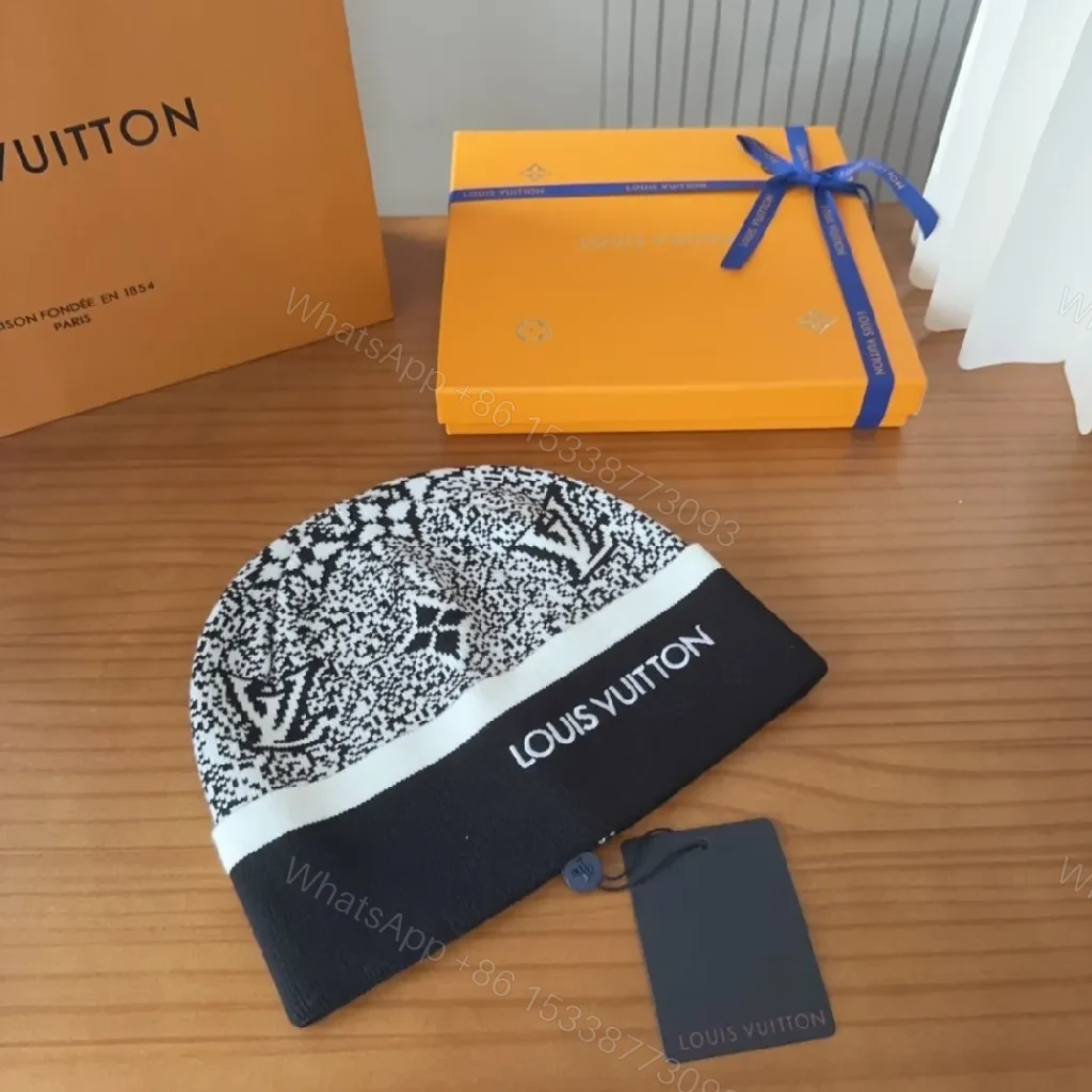 View 3 of Bold Knit Beanie: Black & White Jacquard, Everyday Luxury