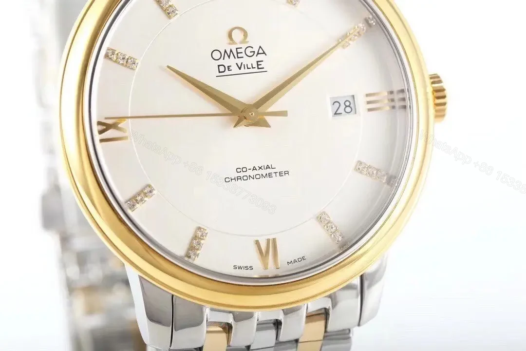 View 4 of Omega De Ville Prestige Watch Silver Dial Two-Tone Stainless Steel and Gold Bracelet 39.5mm Elegant Business Style