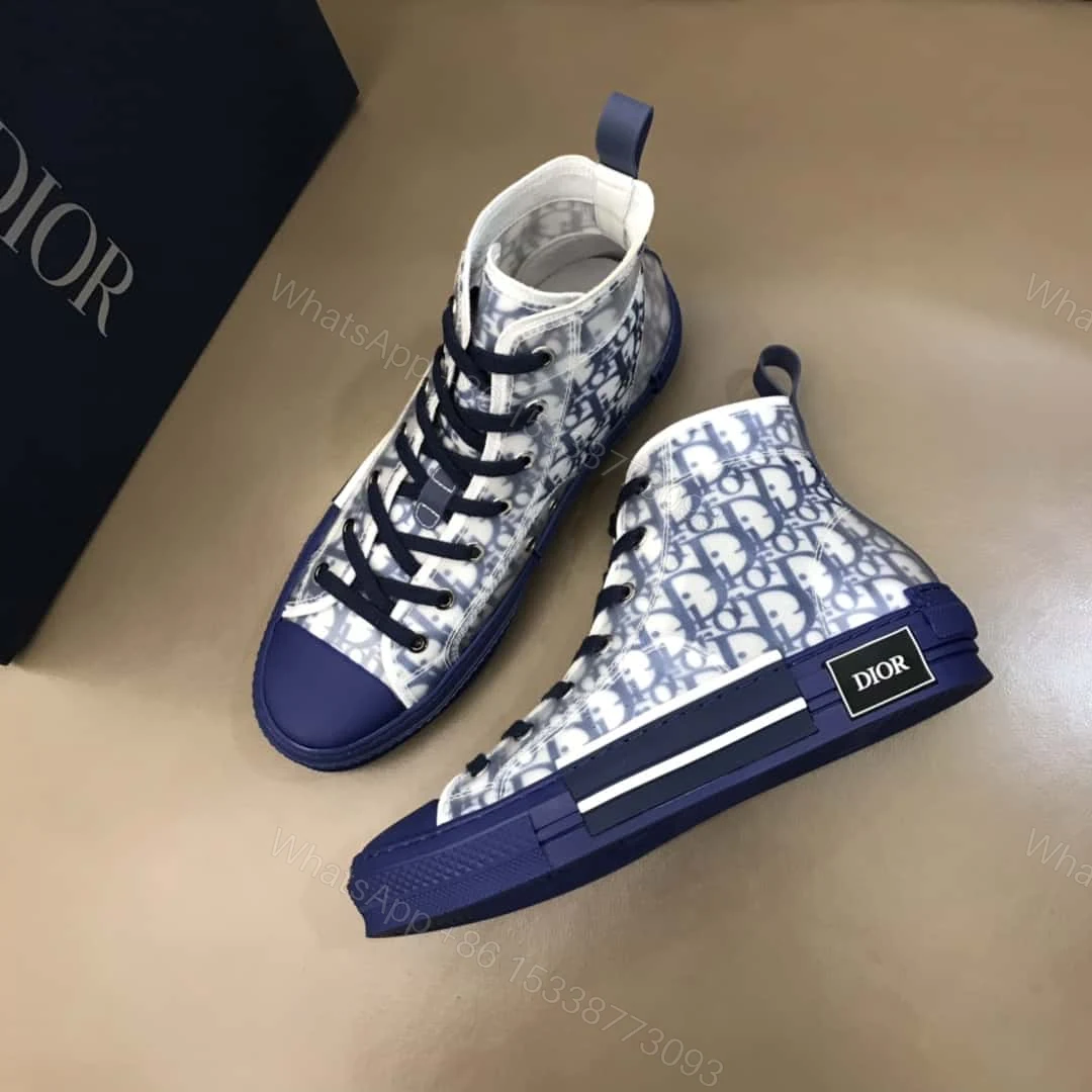 View 3 of DIOR B23 HIGH-TOP SNEAKER IN BLUE DIOR OBLIQUE – CD29