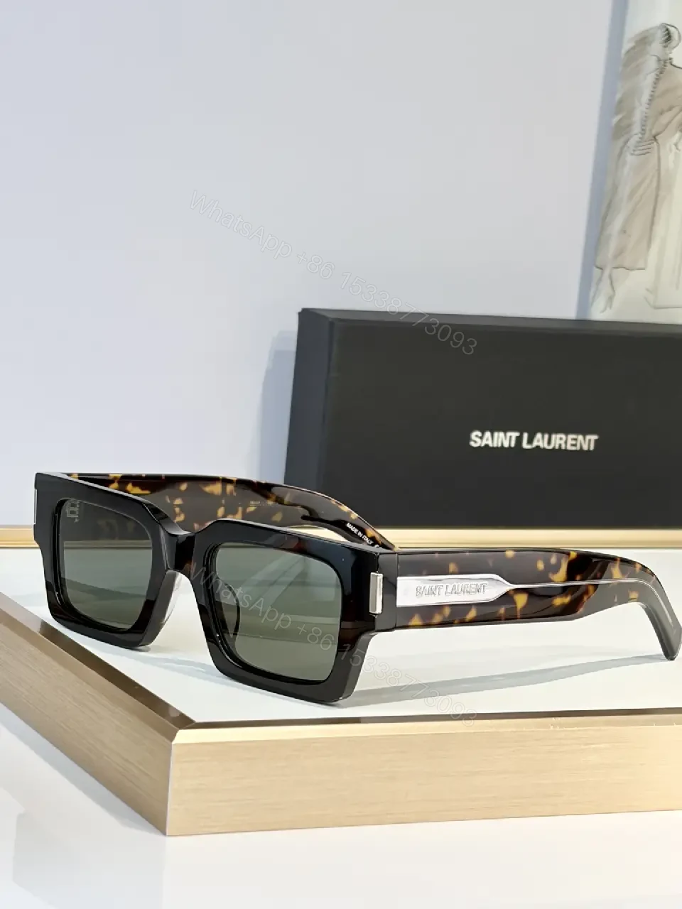 View 4 of Bold Geometry Acetate Sunglasses with Luxe Details