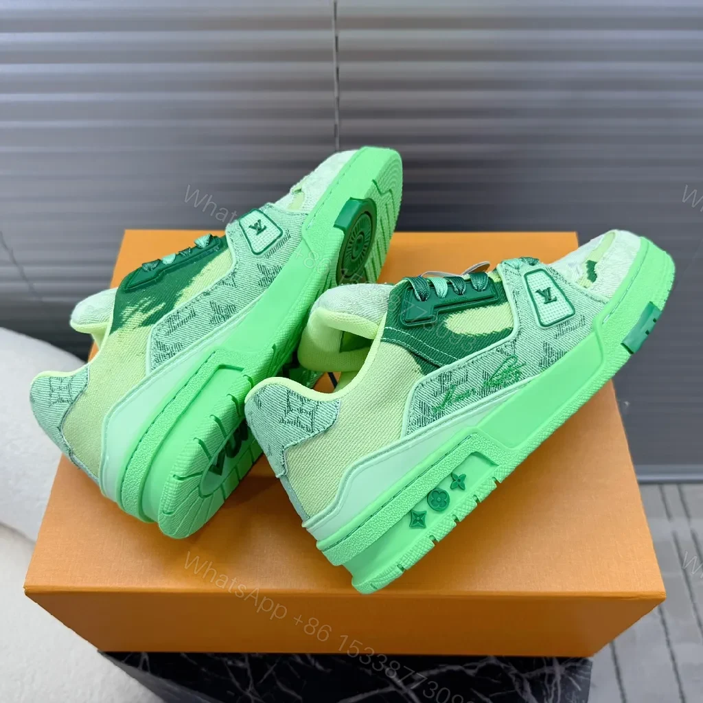View 5 of Lime Premium LV-Inspired High-Top Sneakers with Comfort