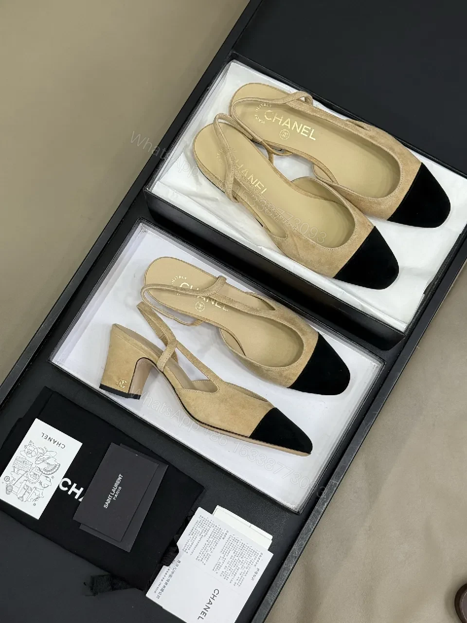 View 7 of Chic Black-Toed Suede Slingbacks: Subtle Texture, Bold Presence