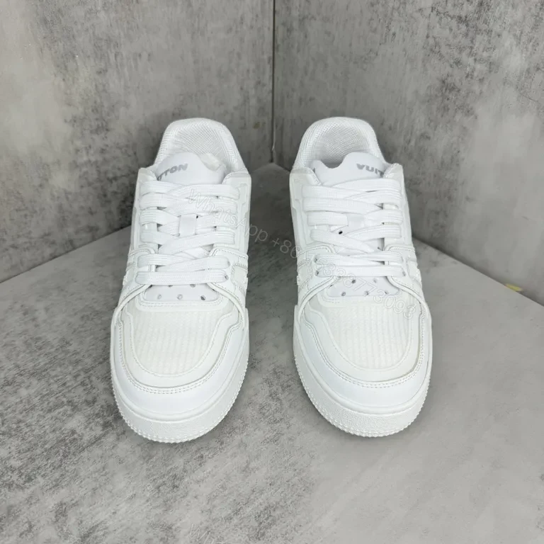 View 2 of White Leather Sneaker: Subtle LV Detailing, All-Day Comfort