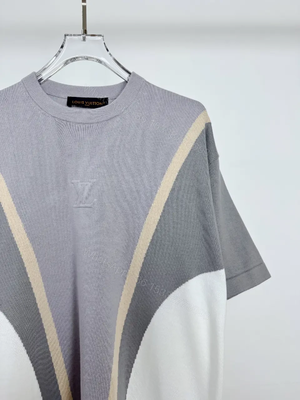 View 6 of Oversized Color-Block Tee: Subtle LV-Inspired Luxe Comfort