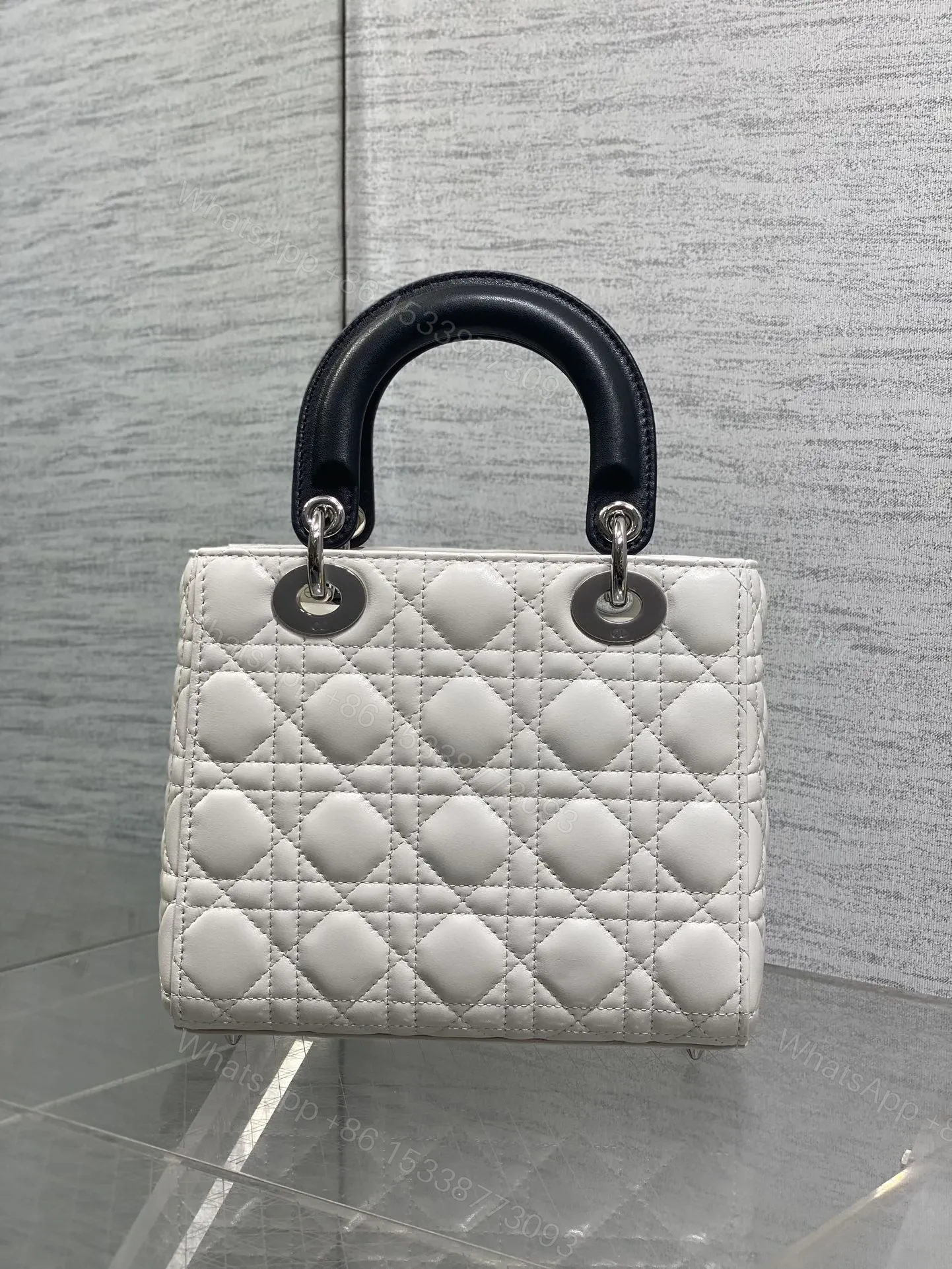 View 2 of DIOR Lady Dior Bag with Chain Two-Tone Latte and Black