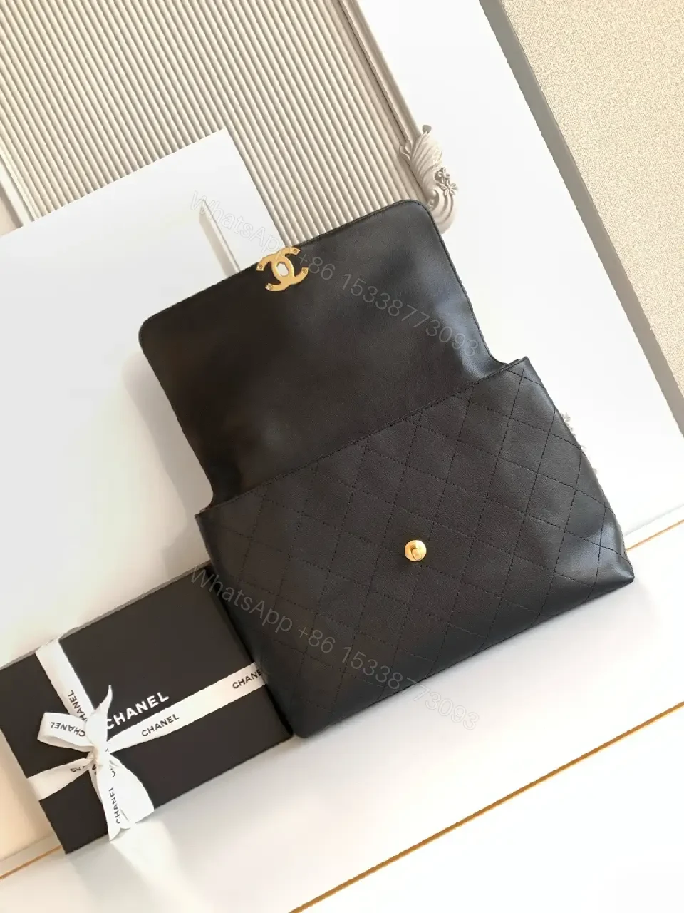 View 8 of Chic Quilted Flap Bag with Gold Hardware, Shoulder Style