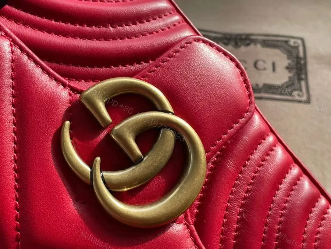 View 8 of Gucci Marmont Top Handle Like Auth Women’s Handbag Red 27cm