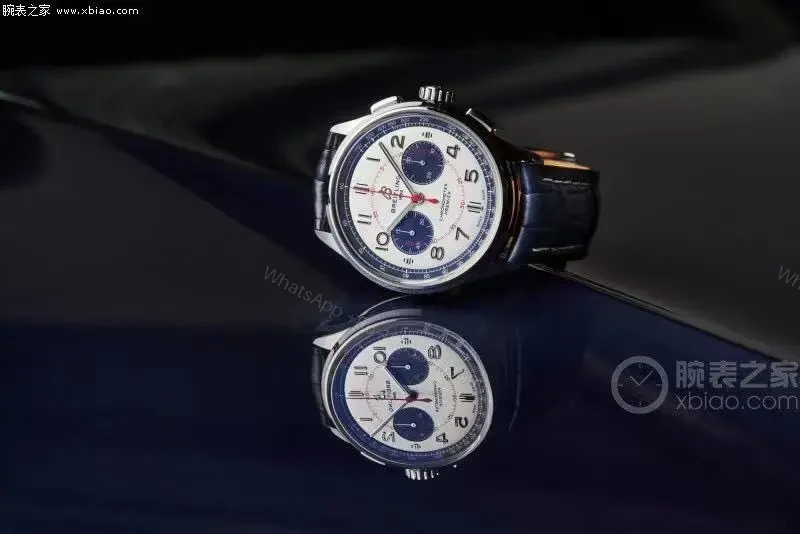 View 8 of OM Factory Breitling Premier B01 Chronograph Watch – Blue and White Dial, Leather Strap, 42mm Stainless Steel Case