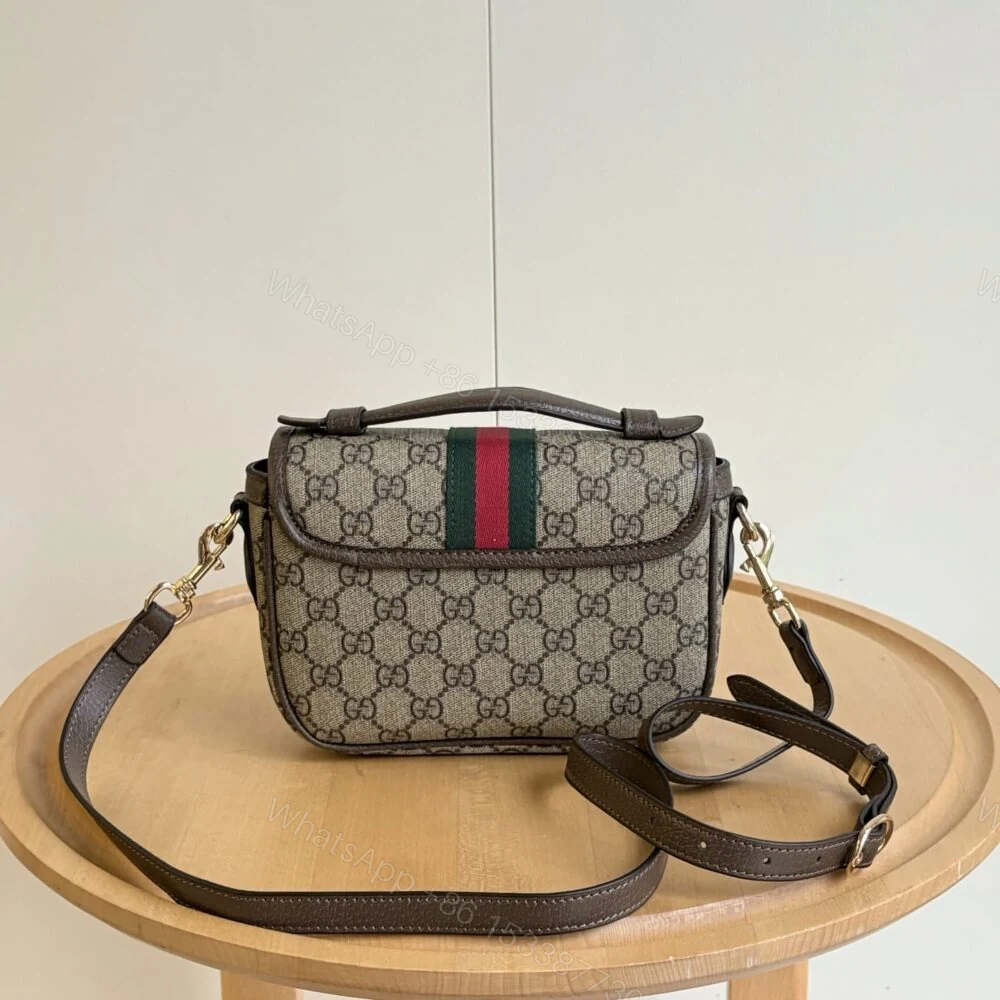 View 6 of Gucci Ophidia Small Top Handle Bag Beige And Dark Brown 20Cm 836843 FAE0J 9867