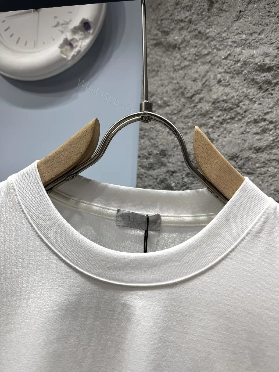 View 9 of Soft-White Cotton Tee with Embroidered Daisy Accent, Relaxed Fit