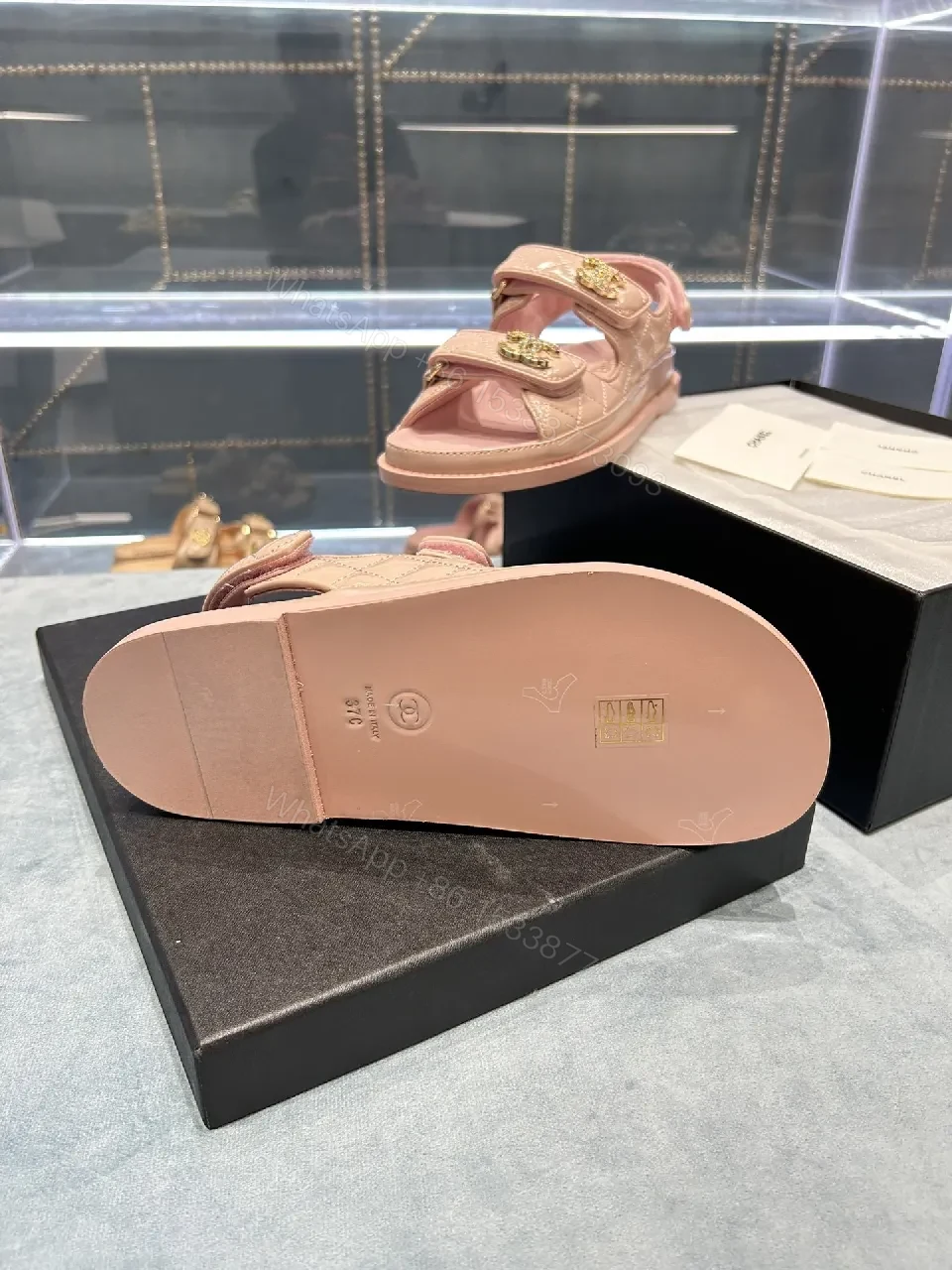 View 6 of Soft Pink Quilted Sandals: Luxe Comfort, Dual Velcro Straps