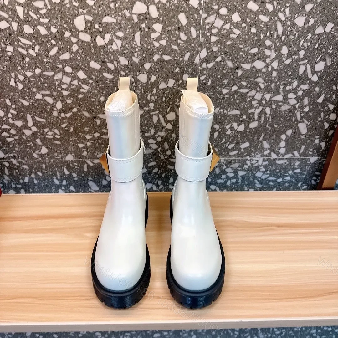 Valentino Women White Leather Strap Boots — view 1