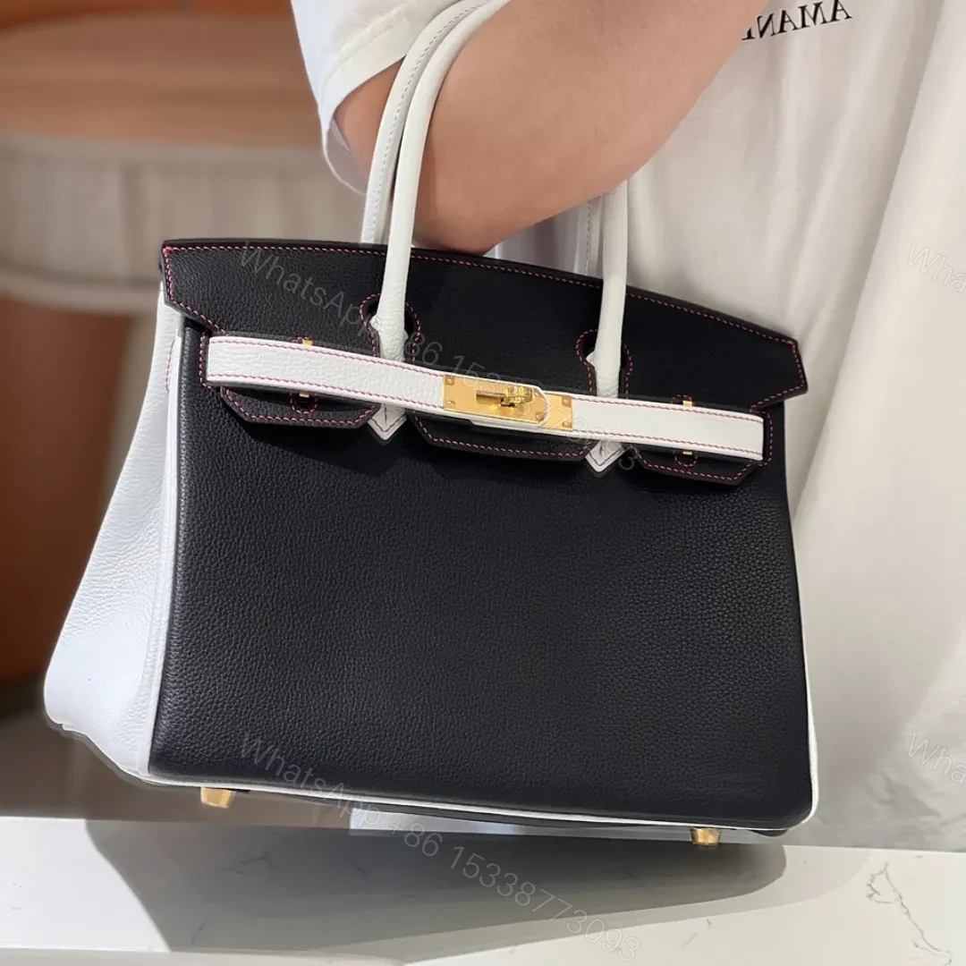 HN 30 Black/White Togo leather Gold Hardware — view 1