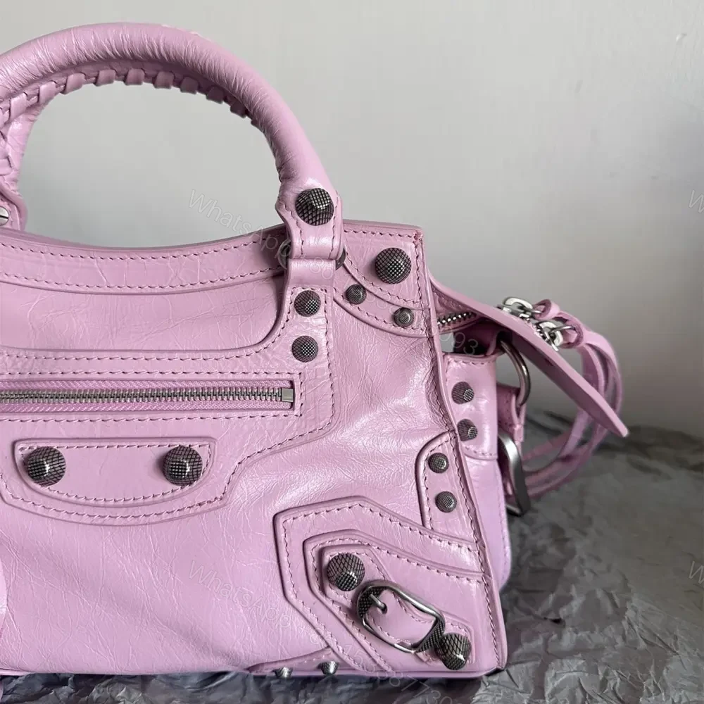 View 4 of 高仿Balenciaga*NeoCagole系列機車包粉色