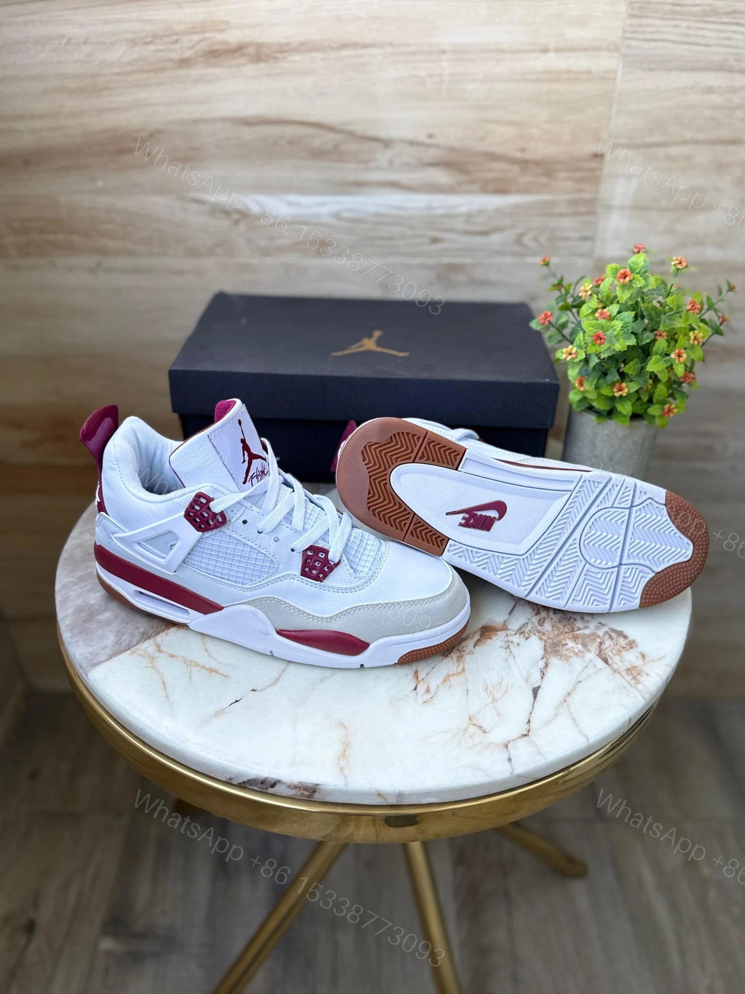 View 5 of AIR JORDANS RETRO 4 SAPHIRE LUEXRY RED WHITE REPLICA SHOES FOR MENS