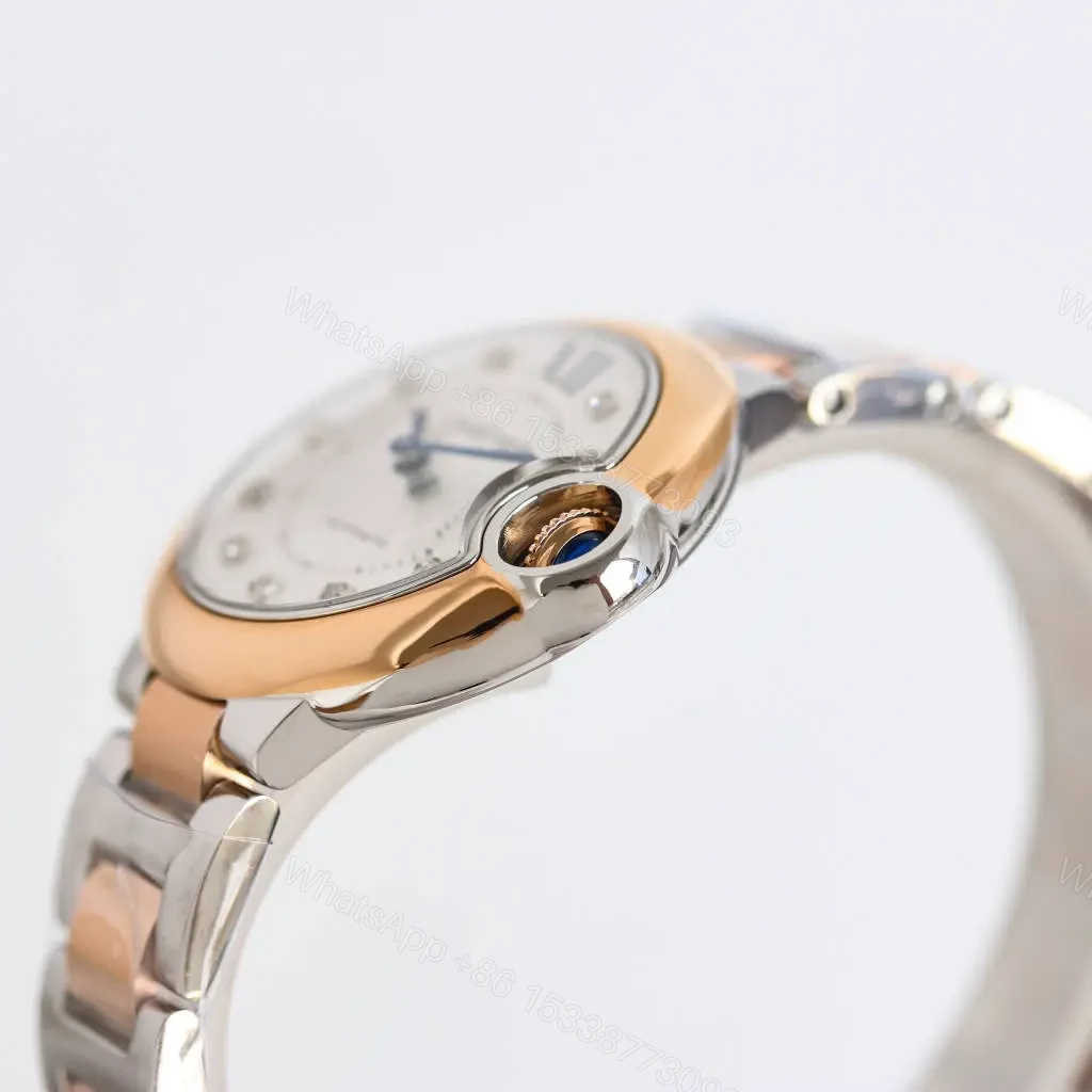 View 7 of TW Factory Cartier Two-Tone Stainless Steel and Rose Gold Automatic Watch with White Dial and Diamond Markers