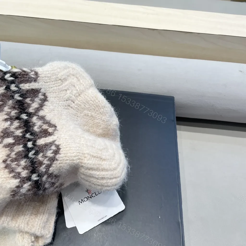 View 5 of Warm Wool Knit Scarf with Moncler Accent—Elevated Texture, All-Season Comfort