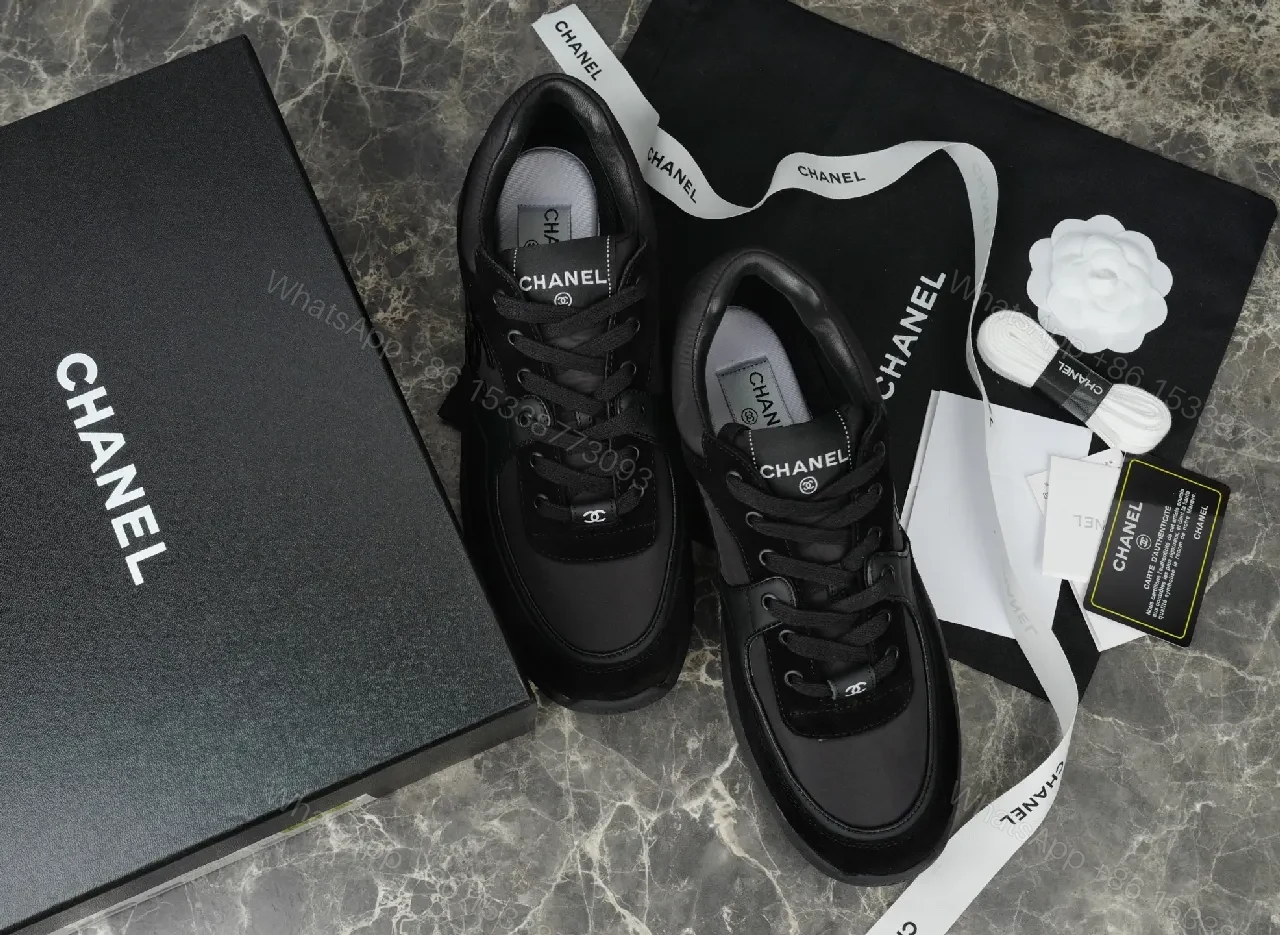 View 4 of Black Leather Velvet Low-Top Sneaker – Luxury Essentials