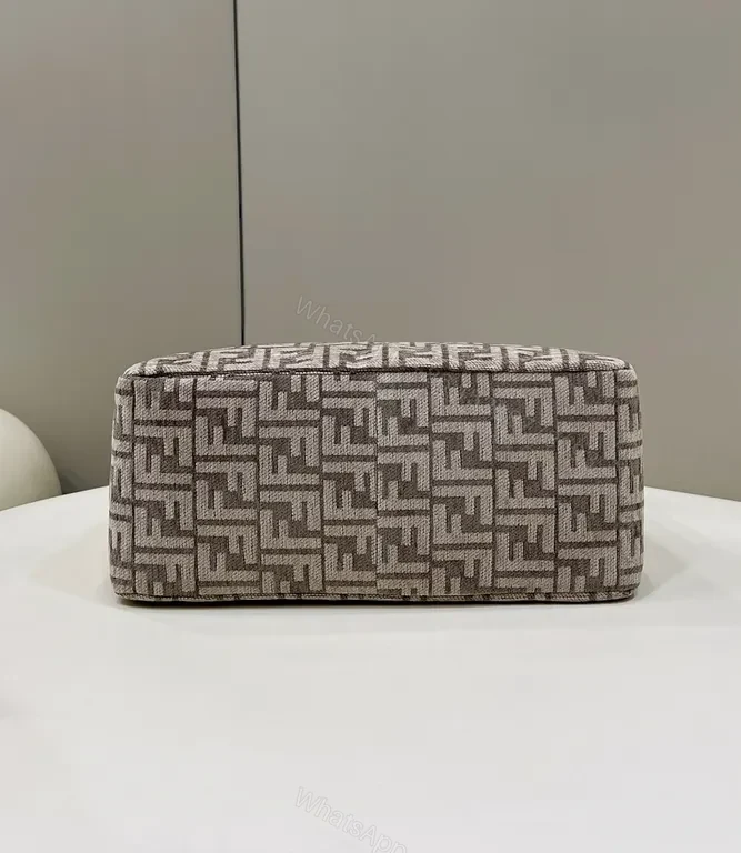 View 9 of Fendi Signature Monogram Leather Handbag - Gold Hardware Carryall