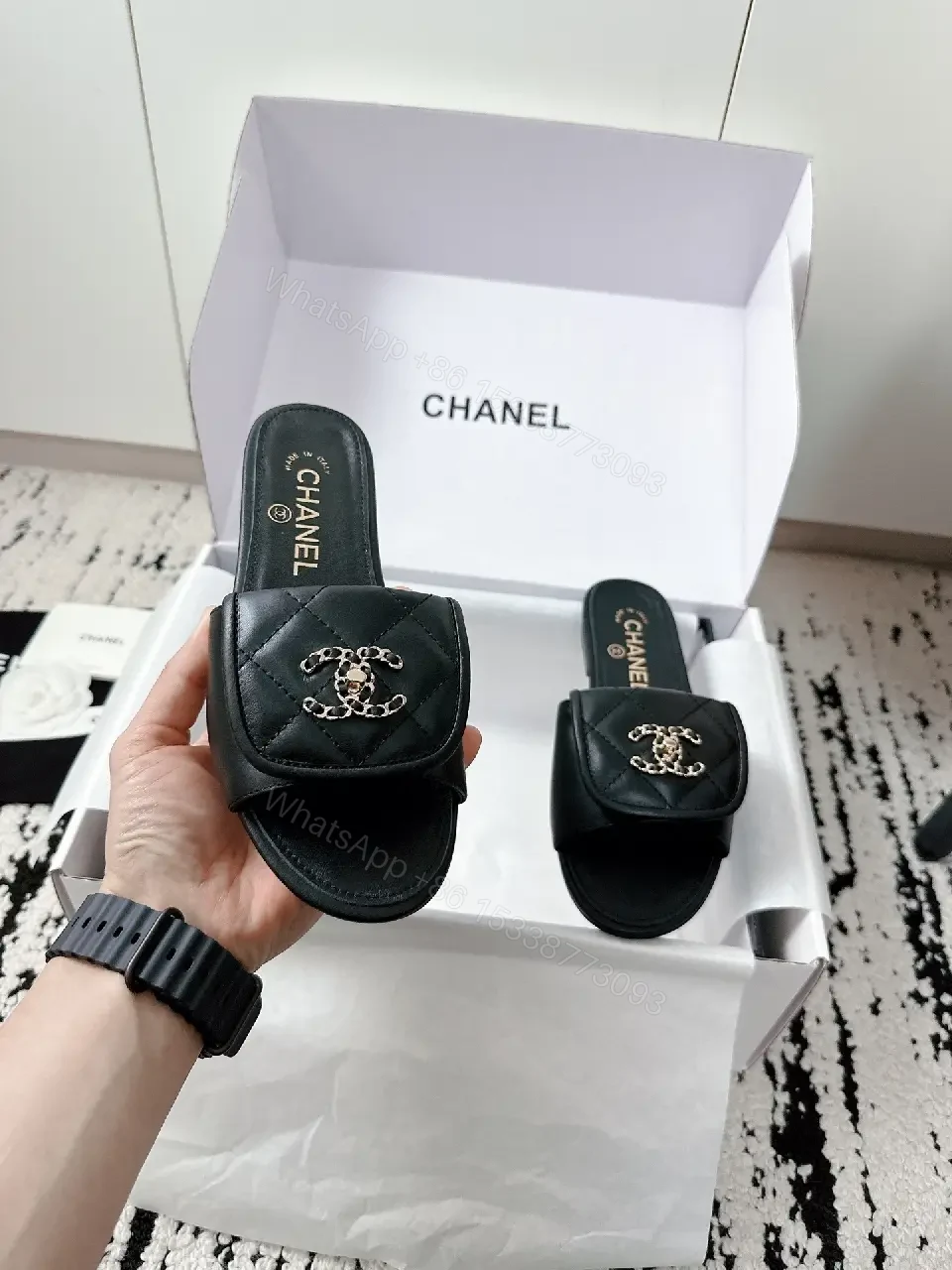 View 9 of Chic Satin-Trim Slide Sandals: Luxe Minimalist Comfort