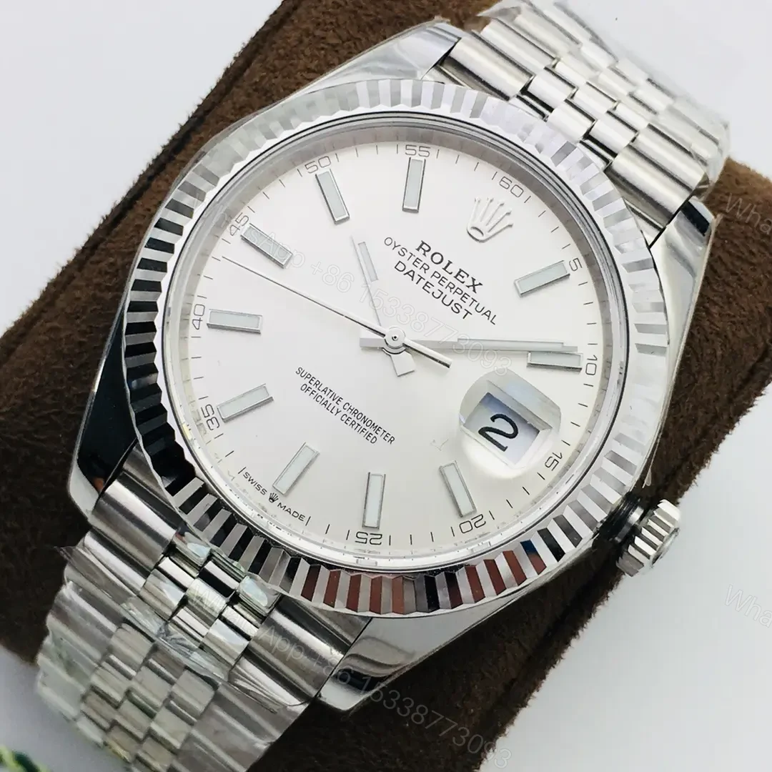 View 3 of Rolex Datejust 41 Stainless Steel Fluted Jubilee Silver Dial 126334-0004