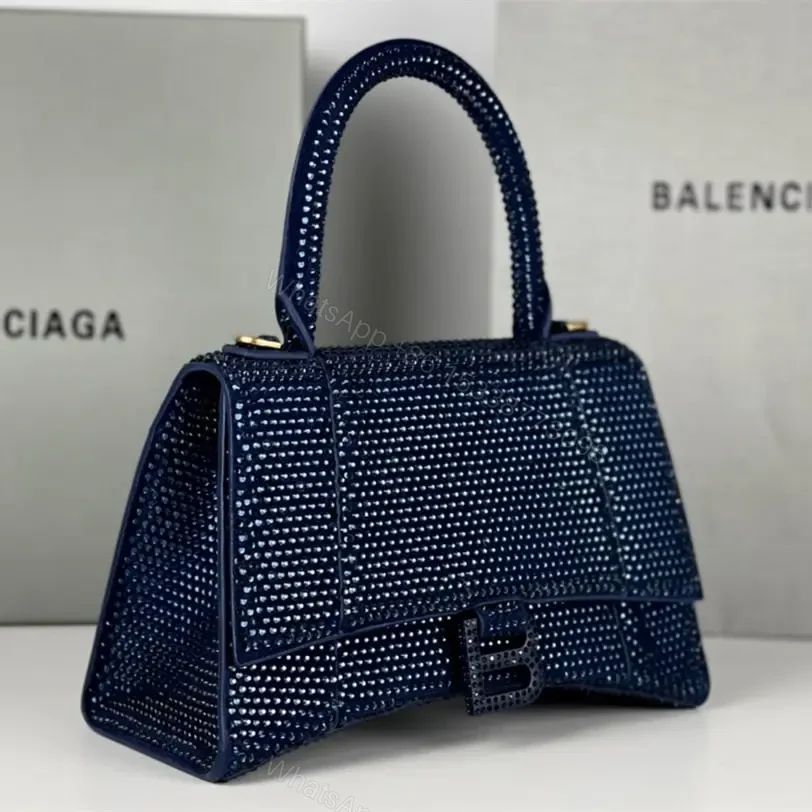 View 7 of 高仿Balenciaga*Hourglass系列沙漏包滿鑽深藍色S