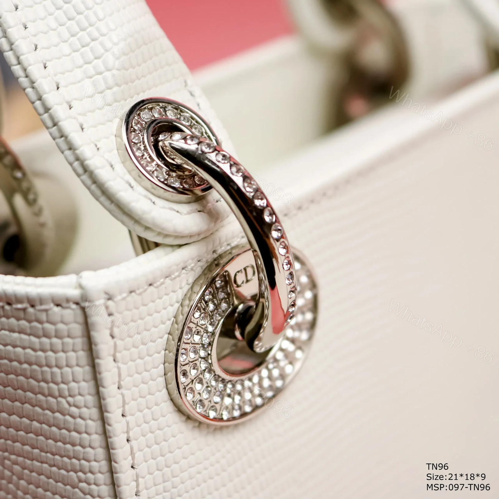 View 3 of Dior My Lady White Beaded Handbag 21x18x9cm
