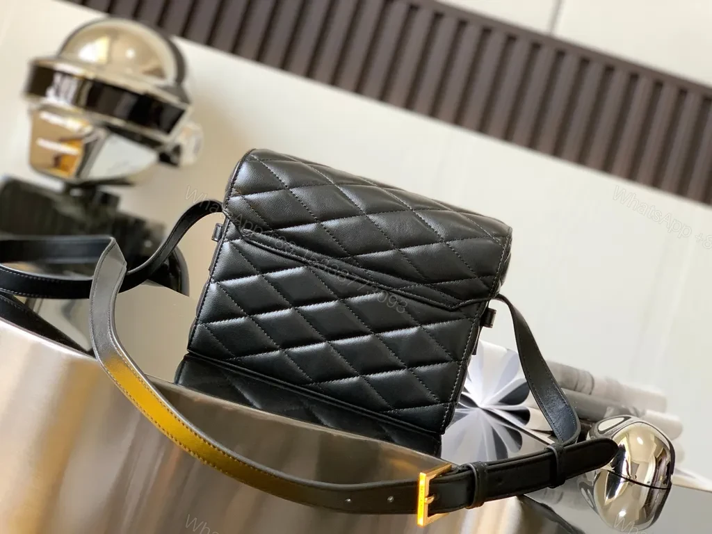 View 6 of Black Calfskin Quilted Crossbody â€“ YSL-Inspired Diamond-Quilted Luxury Bag
