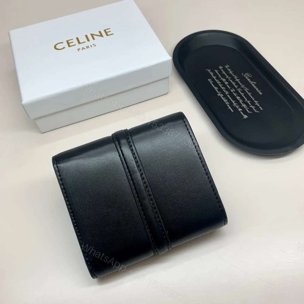 View 3 of CELINE SMALL TRIFOLD WALLET 16 IN SATINATED BLACK 11CM 10F523CQ7 38NO