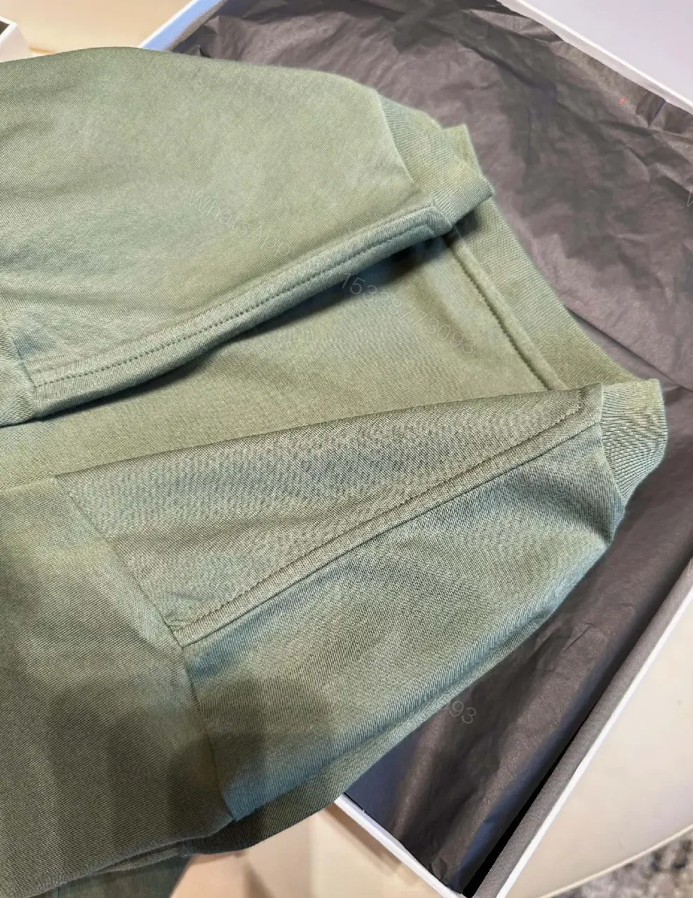 View 6 of Soft-Heavyweight Cotton Tee — Sage, Relaxed Fit, Logo Accent, Tee