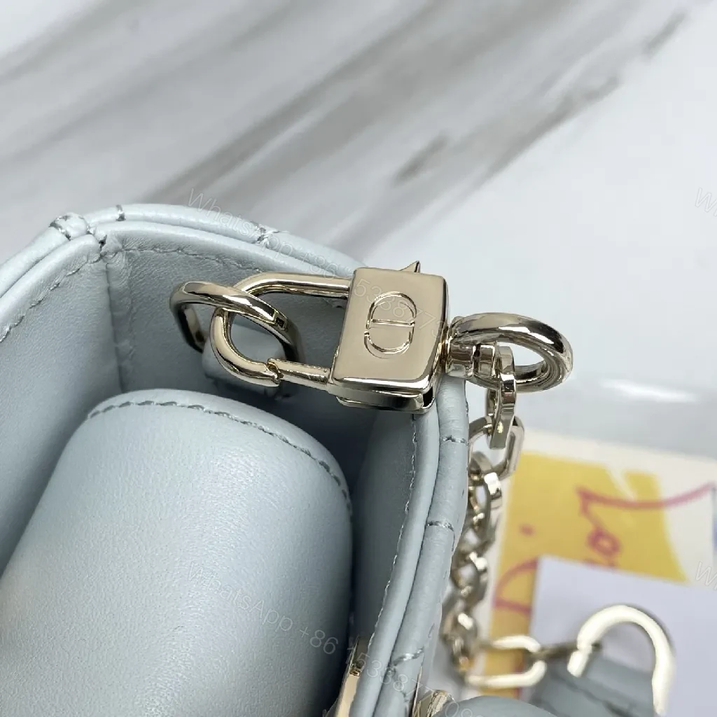View 3 of Soft-Texture Quilted Mini Bag with Gold Charms, Calfskin, Elegant Chic, Luxury Carryall