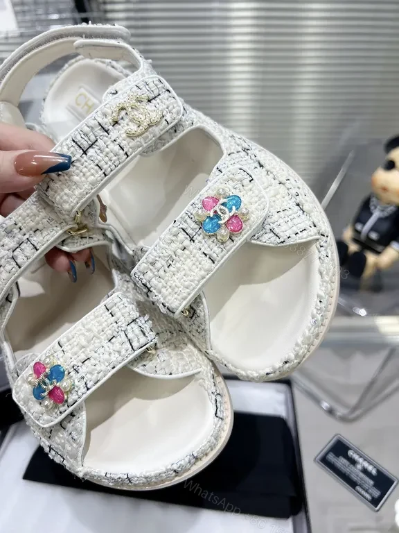 View 3 of Chanel-Influenced Textured Sandals: Couture Comfort