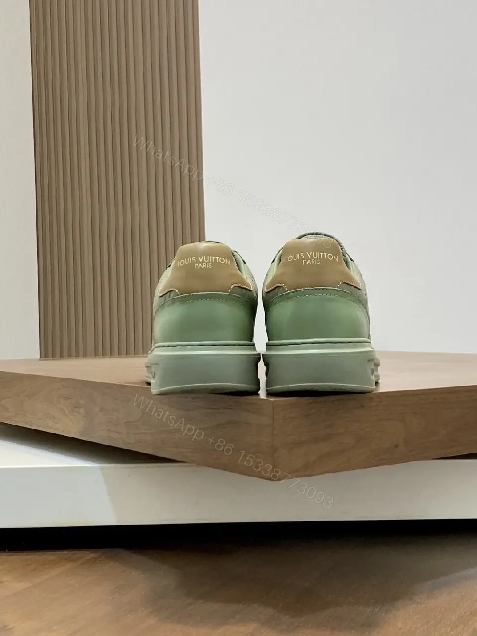 View 10 of Green Leather Sneaker: Subtle Monogram, All-Day Comfort, Modern Style