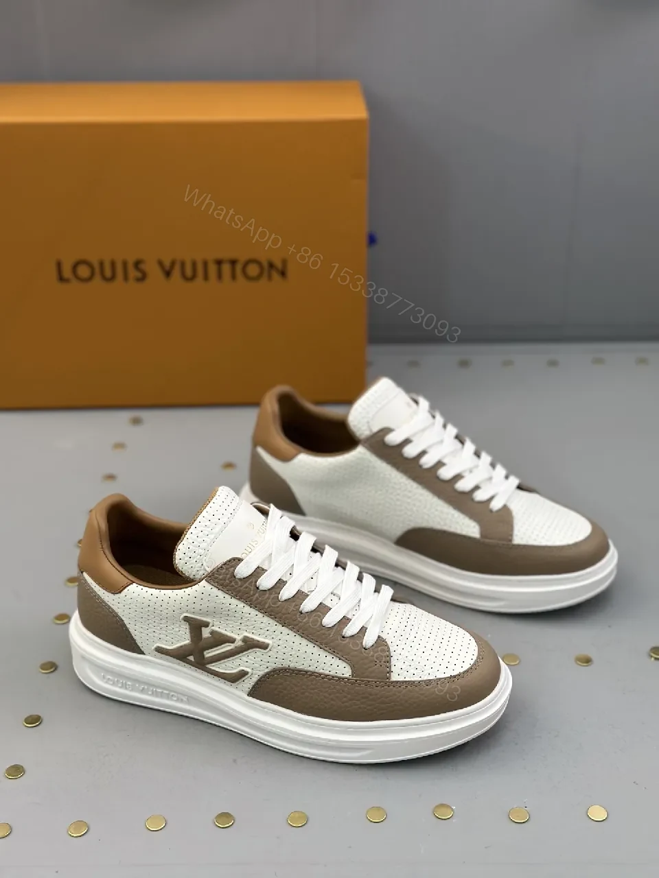 View 8 of Brown & White Leather Runner: Modern Luxury Sneaker Comfort