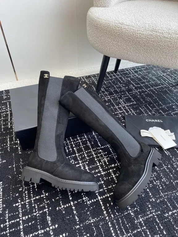 View 3 of Chic Suede-Knit Knee-High Boots: All-Day Comfort