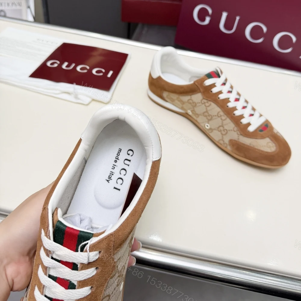 View 7 of Gucci Men Shift Trainers Beige And Dark Brown