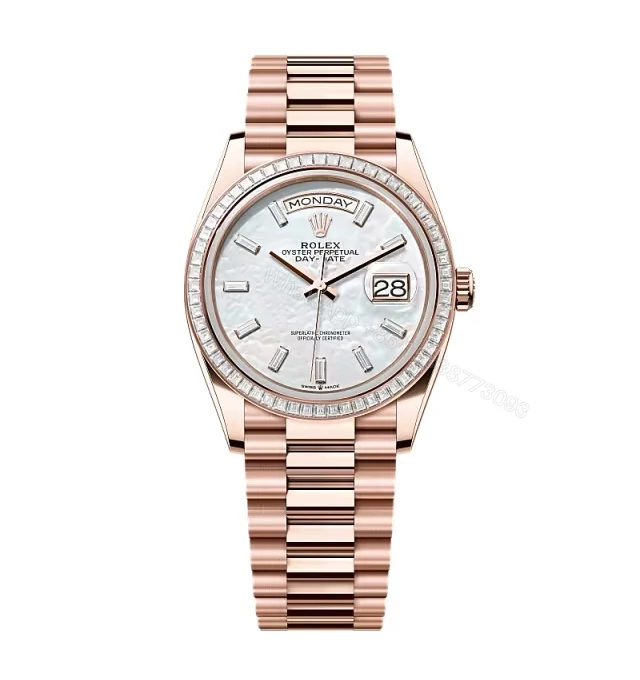 Superclone Rolex Day-Date White Mother-of-Pearl Diamond Dial 128395tbr-0026 36 mm — view 1
