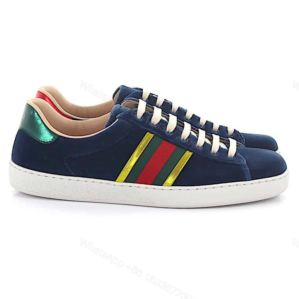 GUCCI ACE SNEAKER VELVET BLUE METALLIC STRIPE – GC40 — view 1
